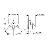 Смесител Eurosmart за враждане за вана /душ, без тяло - GROHE