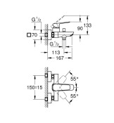 Cubeo, смесител за вана /душ, черен мат - GROHE