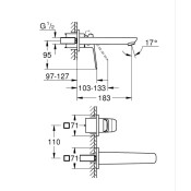Cubeo, 2 дупков смесител за умивалник, М размер, за тяло - GROHE