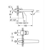 Cubeo, 2 дупков смесител за умивалник, М размер, за тяло - GROHE