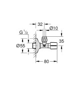 Кран ъглов, спирателен, 1/2'' - 3/8'' - GROHE