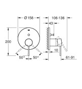 Смесител Essence, за вграждане за вана/душ, външна част - GROHE