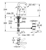Essence, едноръкохватков смесител за умивалник, L размер - GROHE