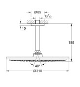 Душ глава, монтаж за таван, Rainshower Cosmopolitan 310, инокс - GROHE
