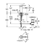 Essence, едноръкохватков смесител за биде - GROHE