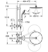 Euphoria System 310 душ система с термостат за стенен монтаж - GROHE