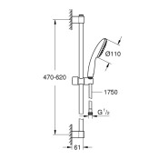 Комплект ръчен душ и окачване, Tempesta 110, 600 mm, с дебитен ограничител - GROHE