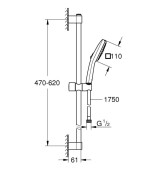 Комплект окачване за баня, Tempesta Cube 110, 600 mm, 8.5l/min - GROHE