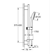 Душ комплект Euphoria 120, окачване 600 mm, златист - GROHE