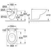 Тоалетна чиния конзолна Rimless Bau Ceramic - GROHE