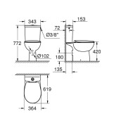 Моноблок Bau Ceramic + Седалка и капак със забавено падане - GROHE