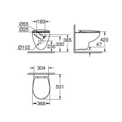 Тоалетна чиния окачена Bau Ceramic Rimless + седалка и капак със забавено падане - GROHE