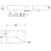 Умивалник за монтаж върху плот, 600mm, Eurosmart - GROHE