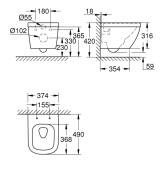 Тоалетна чиния компактна за стенен монтаж, Euro Ceramic - GROHE