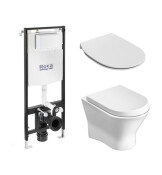 Комплект за WC Active One 4 в 1 NEXO, бутон по избор, окачена чиния, седалка и капак забавено падане, структура, A89006002E + A346640000 + A801C4200U - ROCA