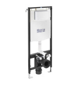 Комплект за WC, Active One 4 в 1 The Gap Rimless (бутон по избор) конзолна чиния, седалка и капак забавено падане Slim, структура - ROCA