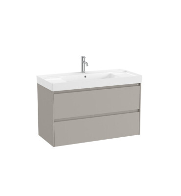 Шкаф (база с 2 чекмеджета и централен умивалник) Ona Sand Grey, 1000 х 460 х 645 mm, A857616510 + A32768A004 - ROCA