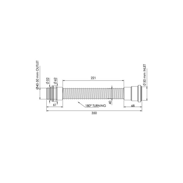 ГОФРИРАНА ВРЪЗКА С МАНШОН EASY FLEX Ф40/50 - 35см