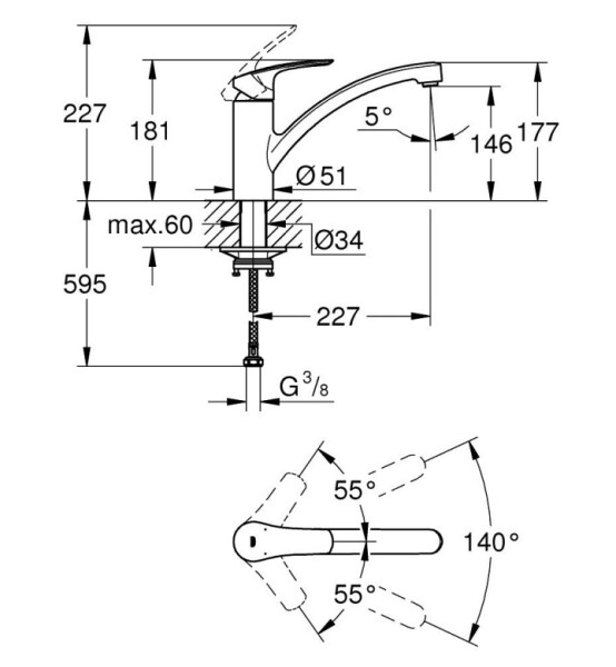 Смесител Eurosmart за кухненски умивалник - GROHE