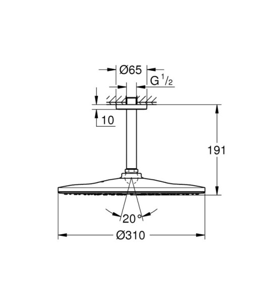 Rainshower 310, душ глава с рамо за монтаж на таван 142 mm - GROHE