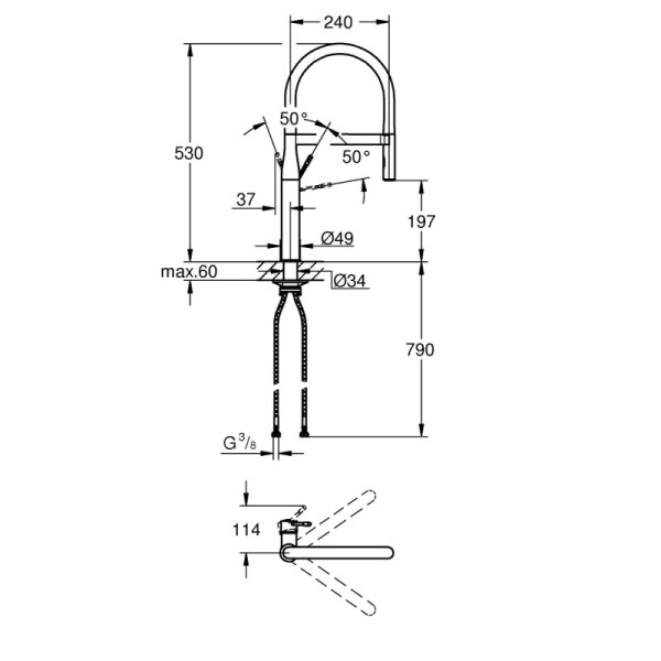 Essence, смесител за кухненски умивалник, Profi - GROHE