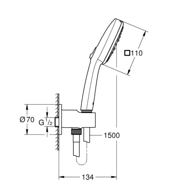 Комплект ръчен душ с държач за стена, Tempesta Cube 110, 8.4l/min - GROHE