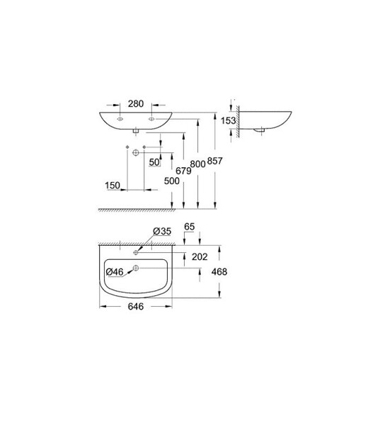 Умивалник за стенен монтаж 65 cm Bau Ceramic - GROHE