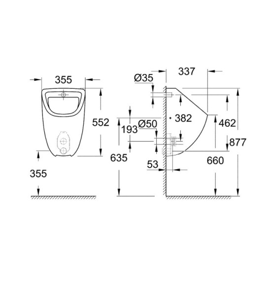 Писоар с задно захранване Bau Ceramic - GROHE