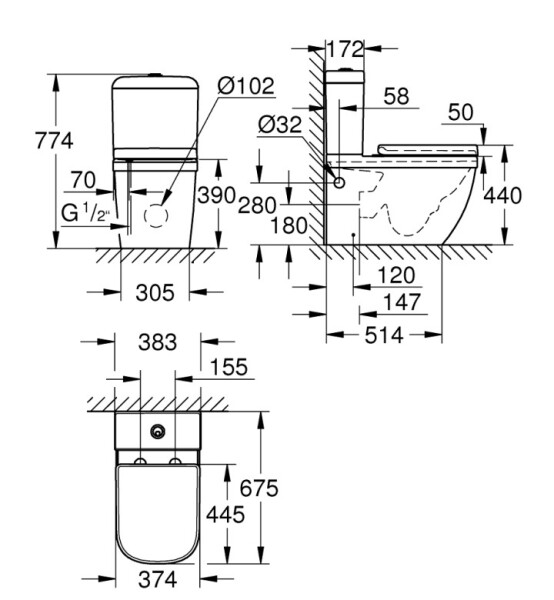 Моноблок Euro Ceramic от 3 части - GROHE