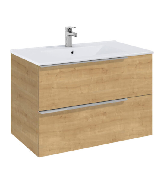 Долен шкаф Elegant plus с 2 чекмеджета и умивалник 800 mm, светъл дъб - ROCA