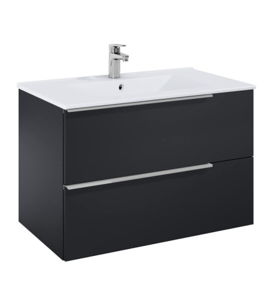 Шкаф 800 mm, Elegant plus matt black с 2 чекмеджета и умивалник - ROCA