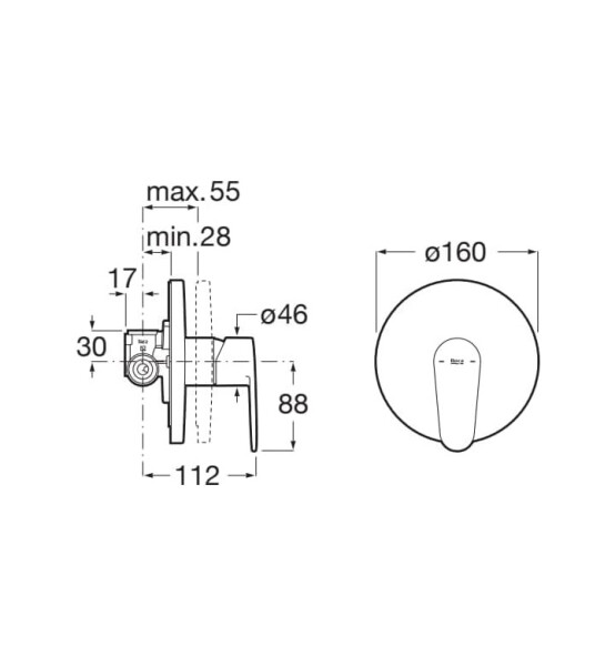 Комплект смесител за вграждане Victoria Plus, A5A224FC00 + хигиенен душ A5B9230C00 - ROCA